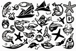 Ratchet style with the topic ocean and beach tattoo idea