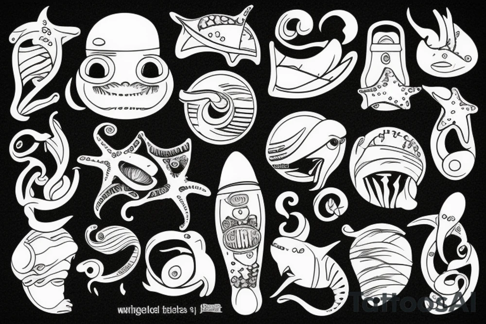 Ratchet style with the topic ocean and beach tattoo idea