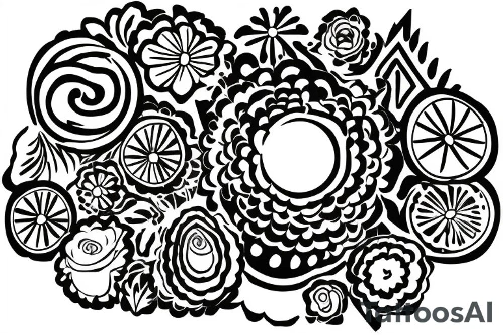Circle with flower and it includes a semi-colon tattoo idea