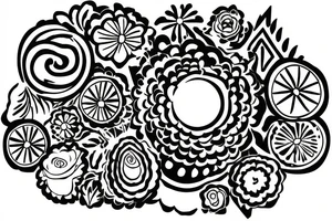 Circle with flower and it includes a semi-colon tattoo idea