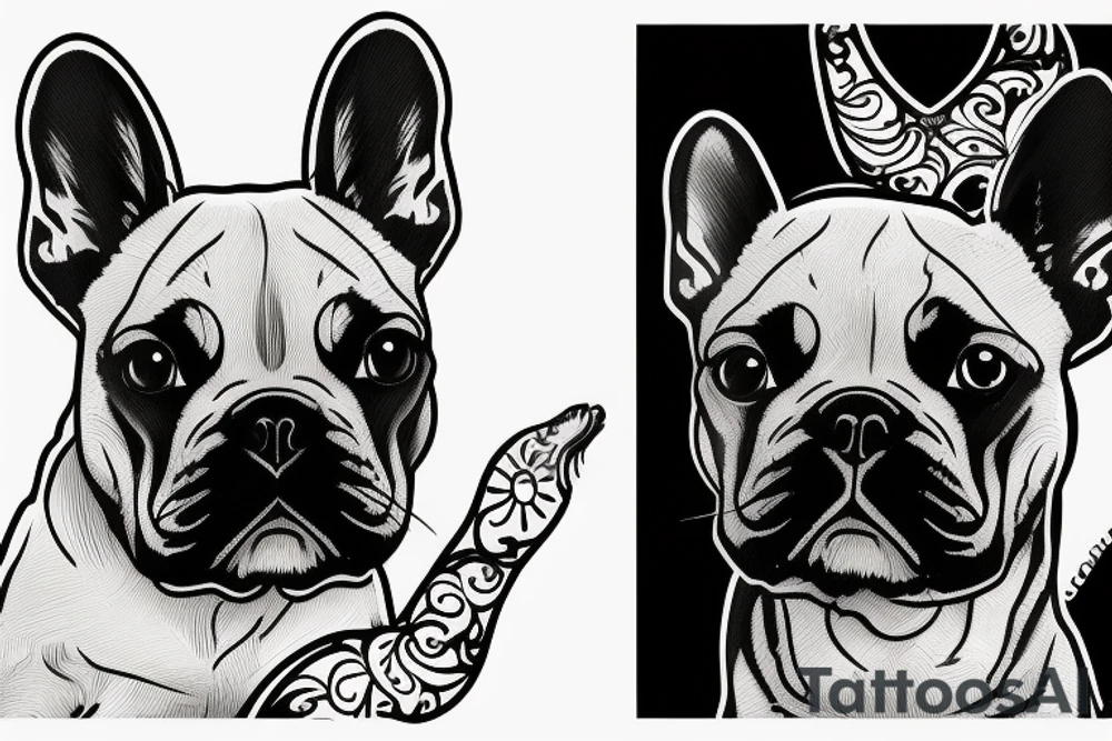 French bulldog looking too sea tattoo idea