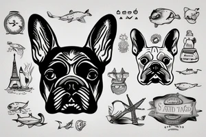 French bulldog looking too sea tattoo idea