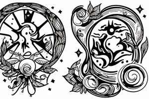 window with the night sky outside and a burning candle on the window sill tattoo idea