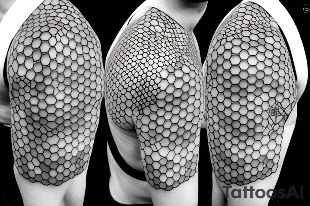 DNA molecules into hexagon hyper squares tattoo idea