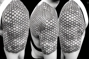 DNA molecules into hexagon hyper squares tattoo idea
