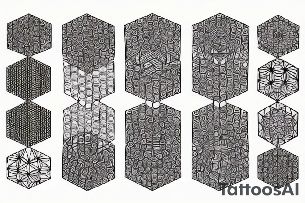 eyes into hexagon hyper squares tattoo idea