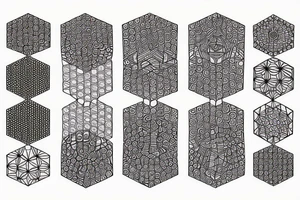 eyes into hexagon hyper squares tattoo idea
