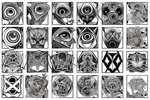 eyes into hexagon hyper squares tattoo idea