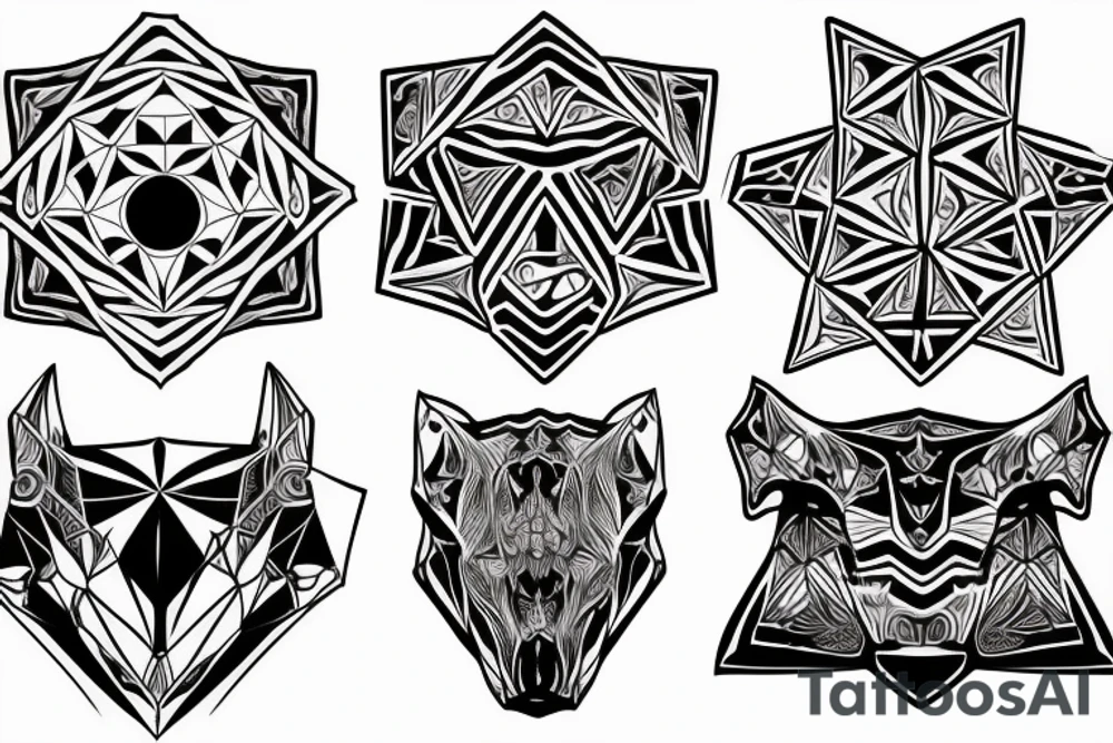 eyes into hexagon hyper squares tattoo idea