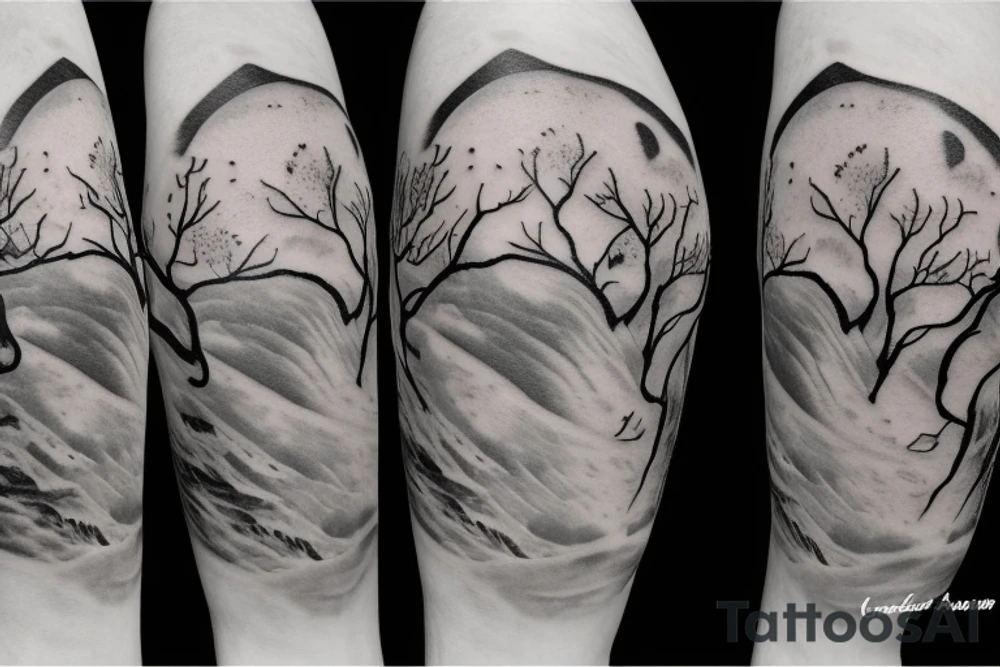 Northern Lights with Cherry Blossoms tattoo idea