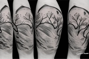 Northern Lights with Cherry Blossoms tattoo idea