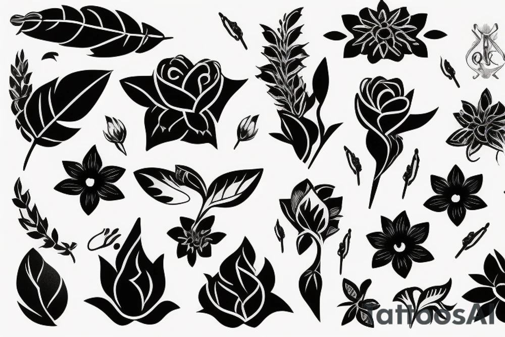 queen of night flower dart sharpen edge tattoo idea