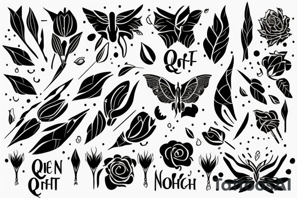 queen of night flower dart sharpen edge tattoo idea