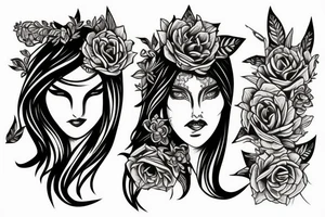 queen of night flower dart sharpen edge tattoo idea