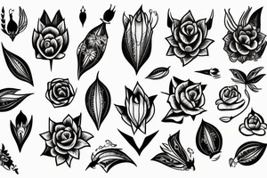 queen of night flower dart sharpen edge tattoo idea