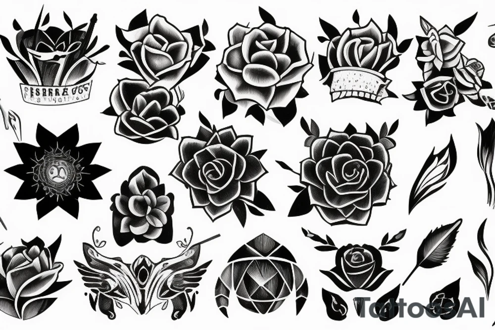 queen of night flower dart sharpen edge tattoo idea