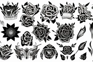queen of night flower dart sharpen edge tattoo idea