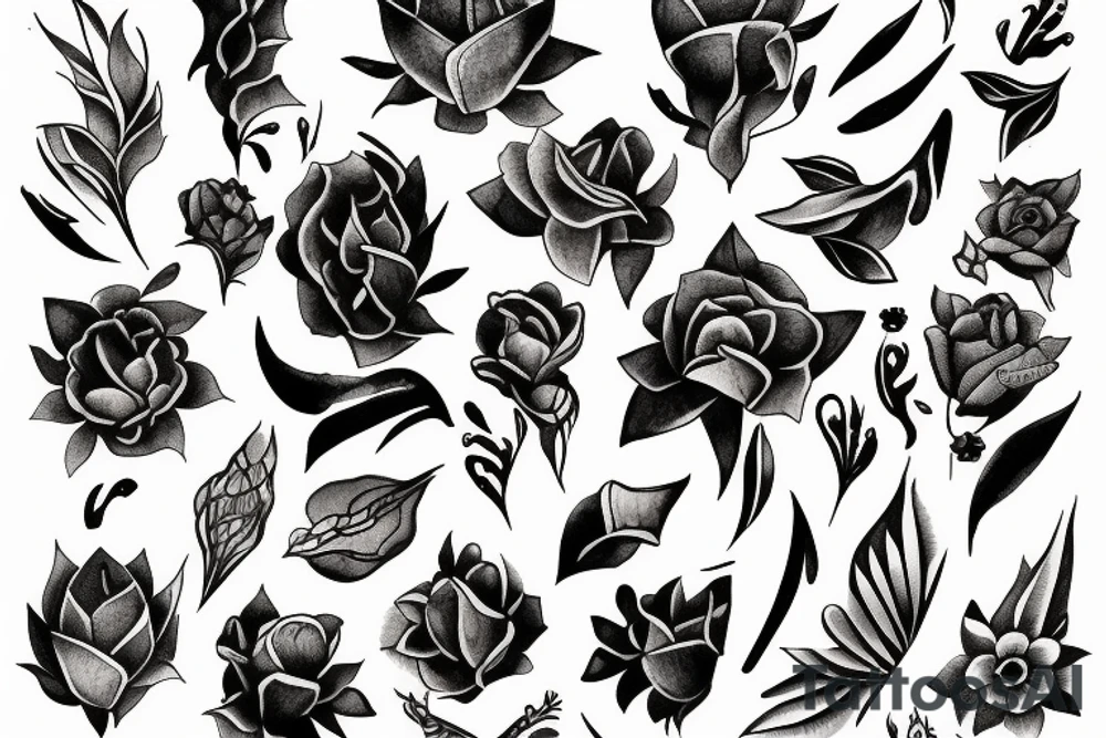 queen of night flower dart sharpen edge tattoo idea