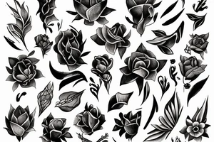 queen of night flower dart sharpen edge tattoo idea
