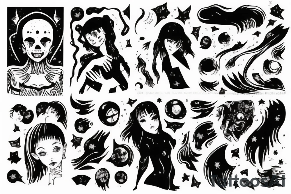 Girl reaching out of a rip in space tattoo idea