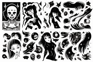 Girl reaching out of a rip in space tattoo idea