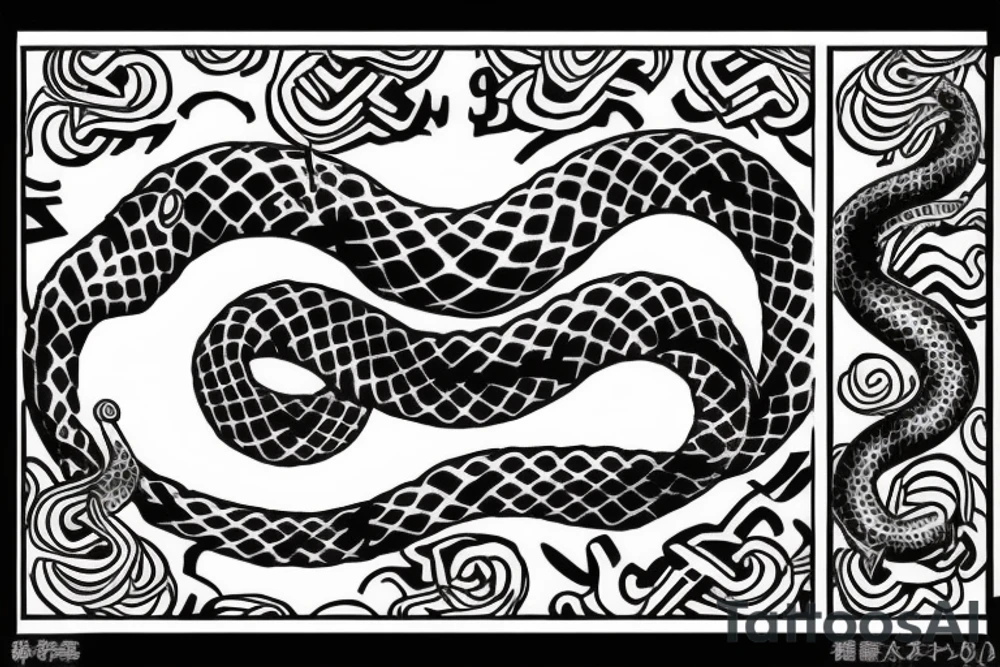 snake crawling between the letters S N and Y tattoo idea