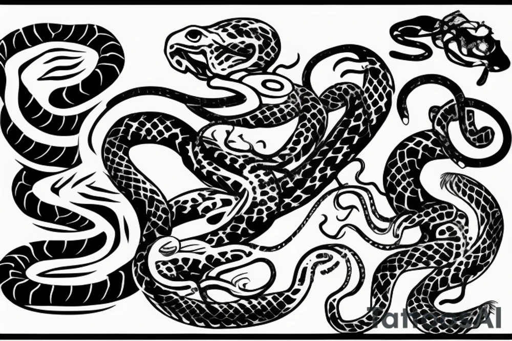 snake crawling between the letters S N and Y tattoo idea