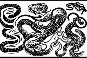 snake crawling between the letters S N and Y tattoo idea
