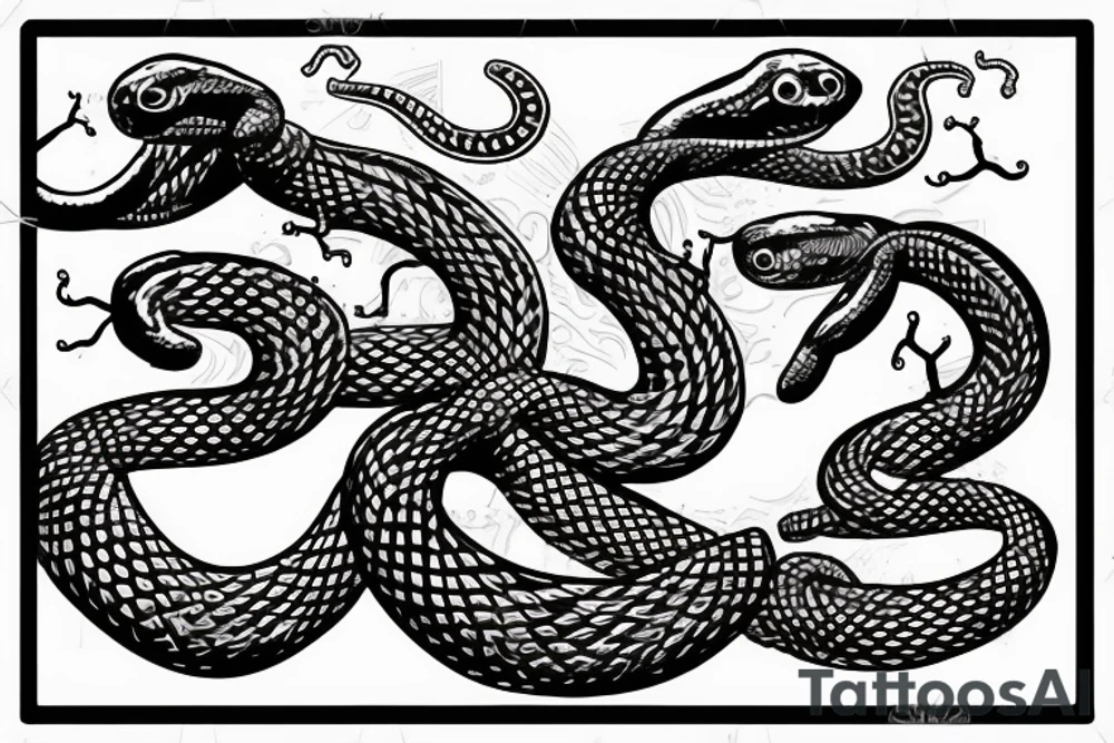 snake crawling between the letters S N and Y tattoo idea