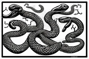 snake crawling between the letters S N and Y tattoo idea