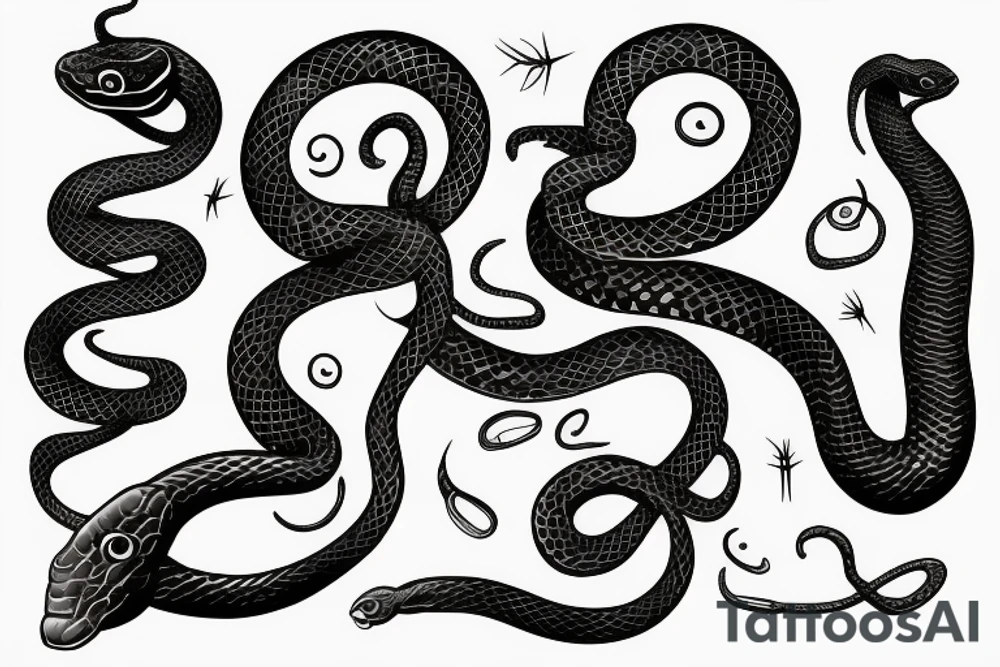 snake crawling between the letters S N and Y tattoo idea