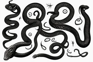 snake crawling between the letters S N and Y tattoo idea