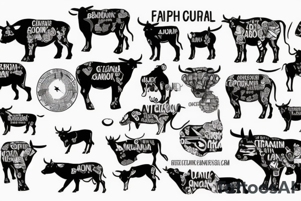 charging bull with world map tattoo idea