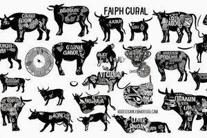 charging bull with world map tattoo idea