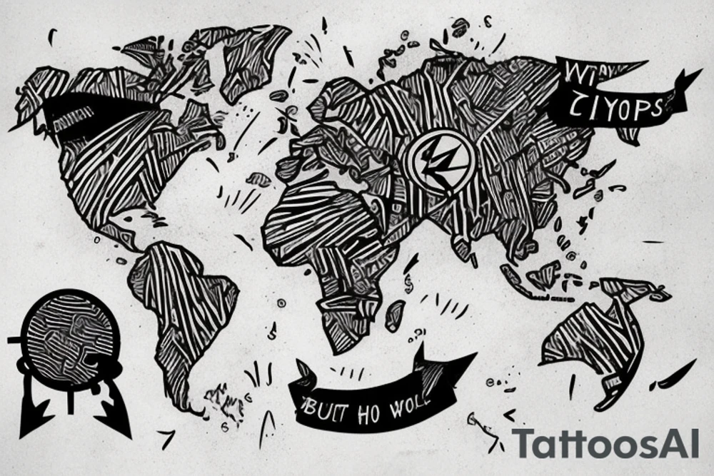 bull, world map,
crypto, travels tattoo idea