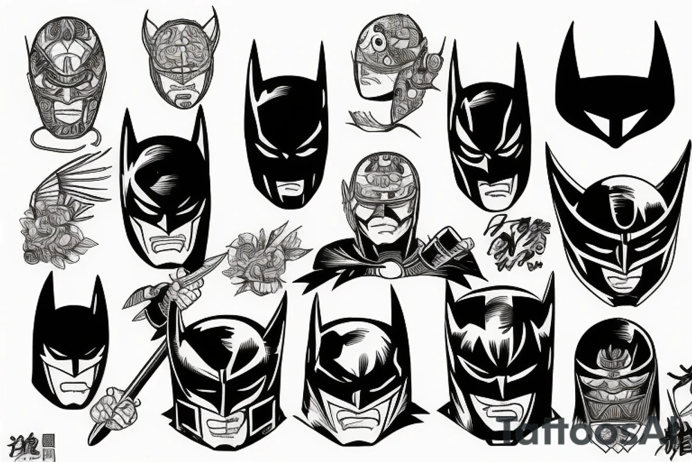Japanese warrior Batman tattoo idea