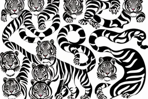 Asian tiger stencil leaping tattoo idea