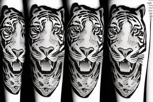 Asian tiger stencil leaping tattoo idea
