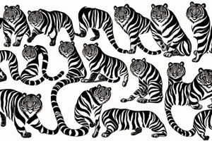 Asian tiger stencil leaping tattoo idea