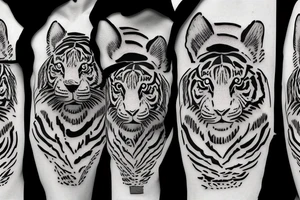 Asian tiger stencil leaping tattoo idea