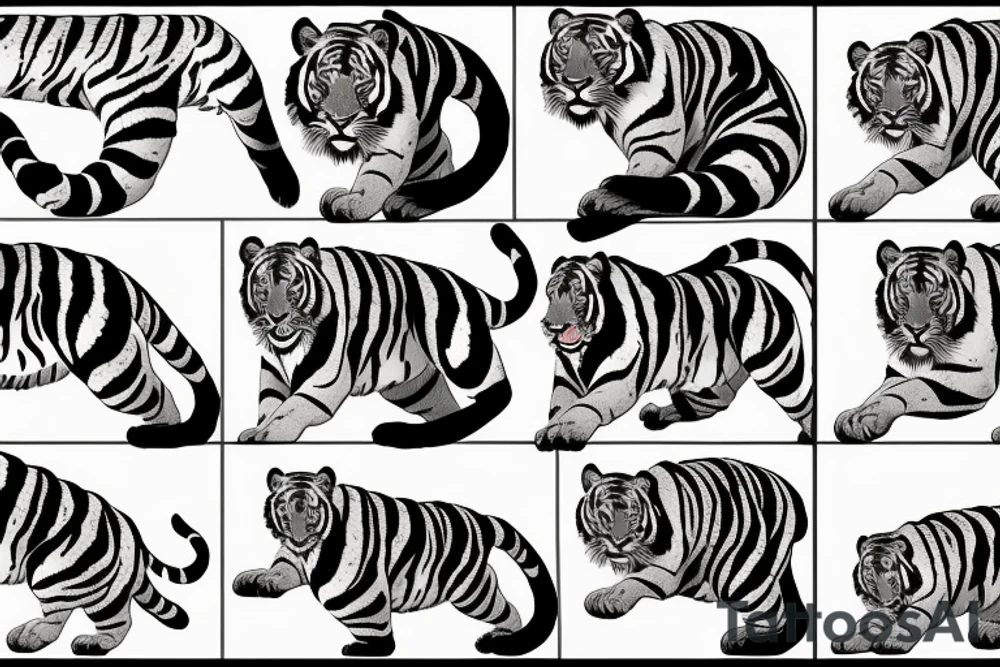 Asian tiger leaping tattoo idea