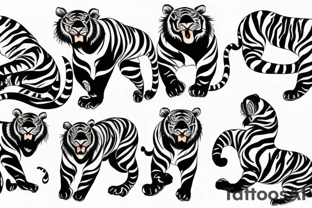 Asian tiger leaping tattoo idea