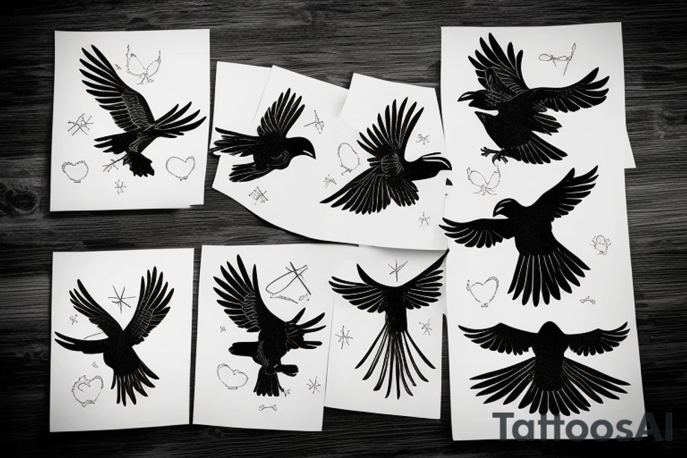 a flying crow with a cross in its paws tattoo idea a flying crow with a cross in its paws tattoo idea
