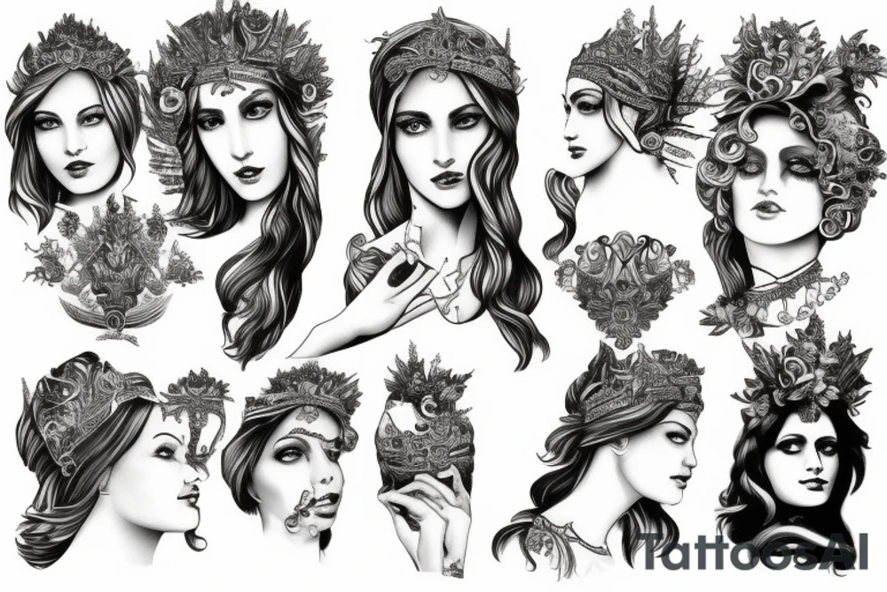 Godess of Fortune running with her sister Ocassion tattoo idea