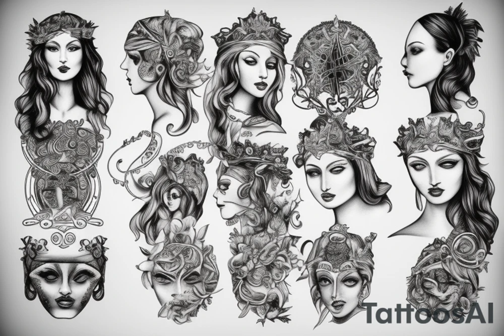 Godess of Fortune running with her sister Ocassion tattoo idea