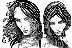 two sisters running very fast. One is blind, and the other one is bold tattoo idea