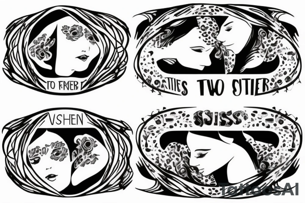 two sisters running very fast. One is blind, and the other one is bold tattoo idea
