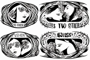 two sisters running very fast. One is blind, and the other one is bold tattoo idea