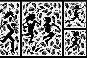 two sisters running very fast. One is blind, and the other one is bold tattoo idea