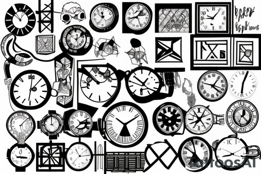 a clock breaking away tattoo idea